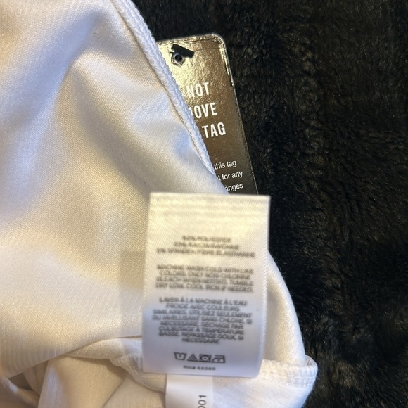 NWT Express white ruffle shirt off the shoulder w snap closure thong bottom - Picture 8 of 8